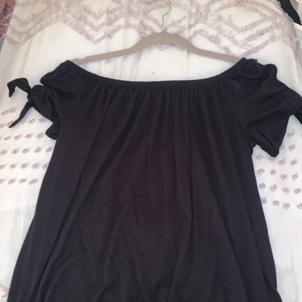 Black Off the Shoulder Loose Top